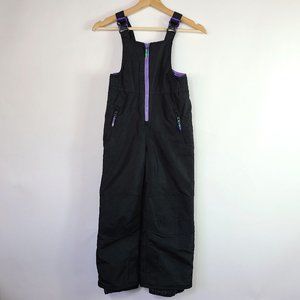Champion Girls Black Purple Padded Snow Overalls Suit Size S 6-6X